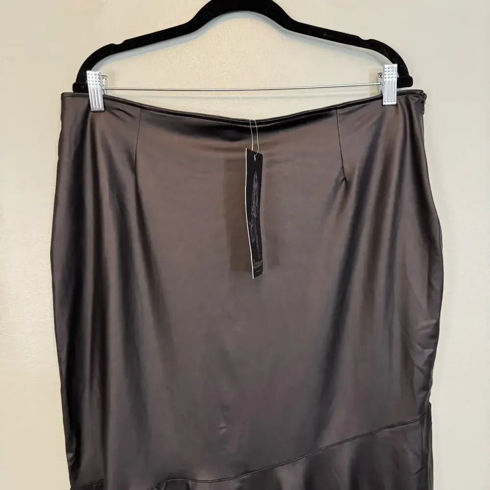 Laranor Skirt Womens 4xl Black Flywheel Detail Asymmetrical Cut Diver Crepe NWT - Picture 6 of 11
